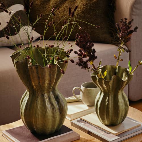 Cori Vase ceramic green / H 24 cm - BROSTE COPENHAGEN - Green - Glazed ceramic