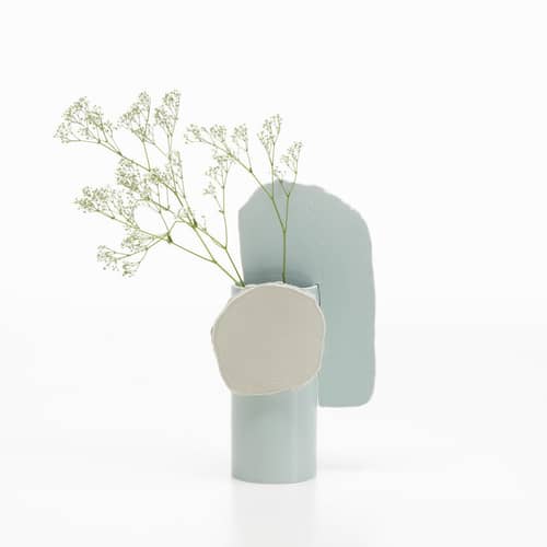 Vase Découpage - Feuille keramik blau / Bouroullec, 2020 - Vitra - Blatt - emailliertes Porzellan, Ton