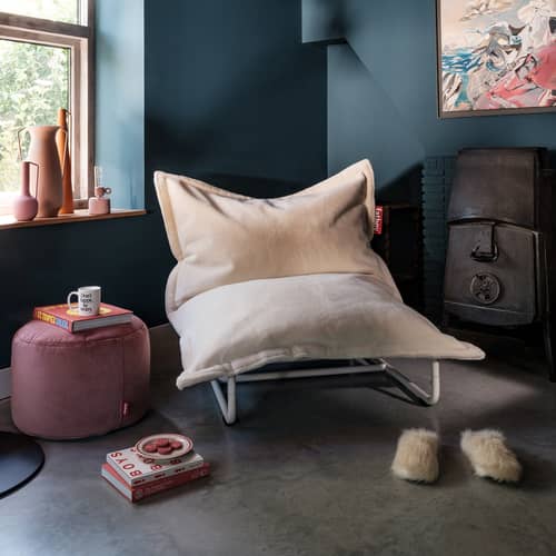  Accessory textile white / Base Beanbase for Floor cushions The Original & Original Slim - Fatboy - Whisk Cream - Lacquered steel, Recycled polyester
