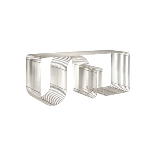 Banc Curva métal argent / Etagère - L 100 cm - AYTM - Argent - Acier