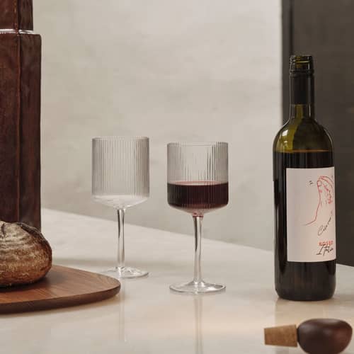 Bicchiere vino rosso Ripple vetro trasparente / Set di 2 - 32,5 cl - Ferm Living - Trasparente - Vetro soffiato a bocca