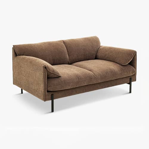 Sofa 2 Sitzer Camilla textil braun / L 167,5 cm - NV GALLERY - Braun der Kastanien - Eisen, Gewebe, High Density-Schaum