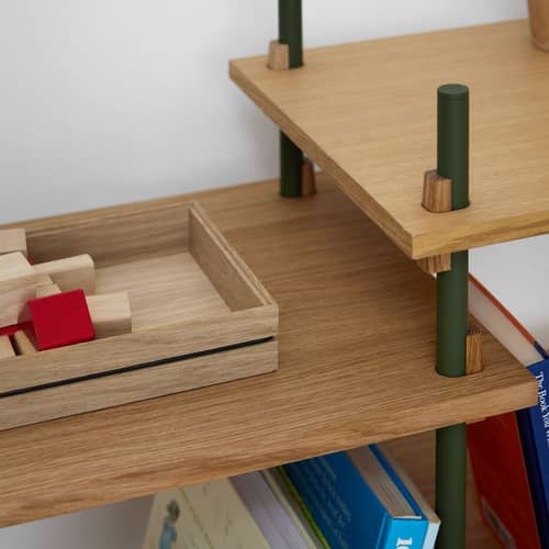 Etagère Shelving System – s.65.2.C / L 162 x H 65 x Prof. 35 cm - MOEBE - Chêne naturel / Vert - Acier, MDF placage chêne