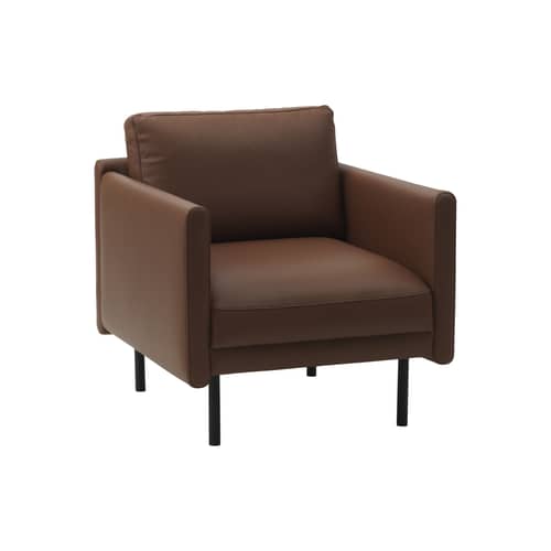 Fauteuil rembourré Rar cuir marron - Normann Copenhagen - Cuir Cognac - Acier, Bois, Cuir, Mousse PU