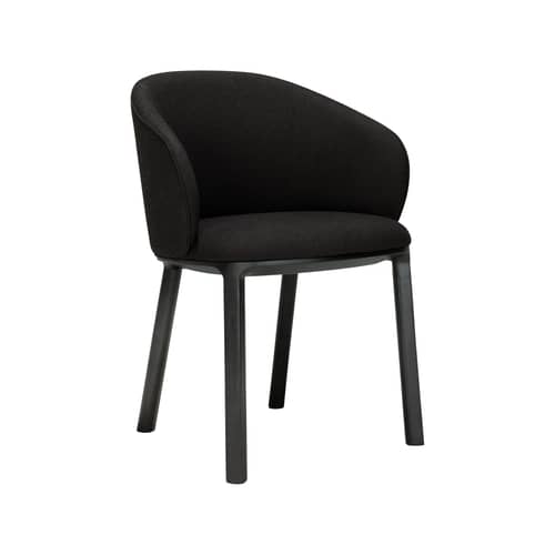 Fauteuil rembourré Unda tissu noir - Ethnicraft - Charbon / Chêne noir - Chêne massif, Mousse haute densité, Tissu polyester