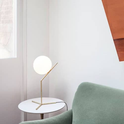 Lampe de table IC T1 High verre métal / H 53 cm - Michael Anastassiades, 2014 - Flos - Laiton - Acier, Verre soufflé