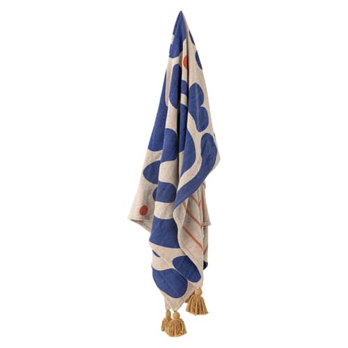 Plaid Eviaya bleu / 160 x 130 cm - Bloomingville - Bleu - Coton, Polyester