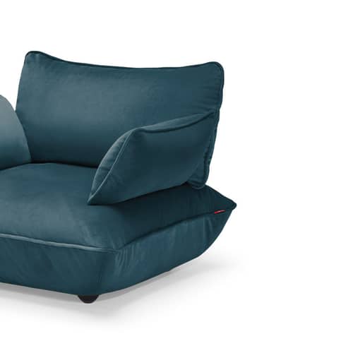 Poltrona imbottita Sumo Loveseat tessuto blu / Velluto riciclato - Fatboy - Blu petrolio (velluto riciclato) - ABS, Acciaio, Polipropilene, Schiuma riciclata, Velluto riciclato