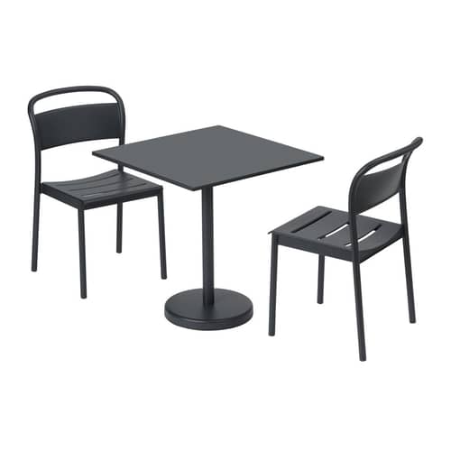 Sedia impilabile Linear metallo nero / Acciaio - Muuto - Nero - Acciaio