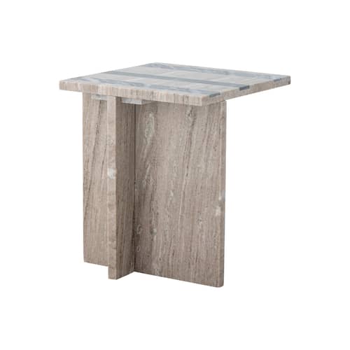 Table d\'appoint Clea marbre beige / 35,5 x 35,5 x H 40 cm - Bloomingville - Beige / Rayures noires - Marbre