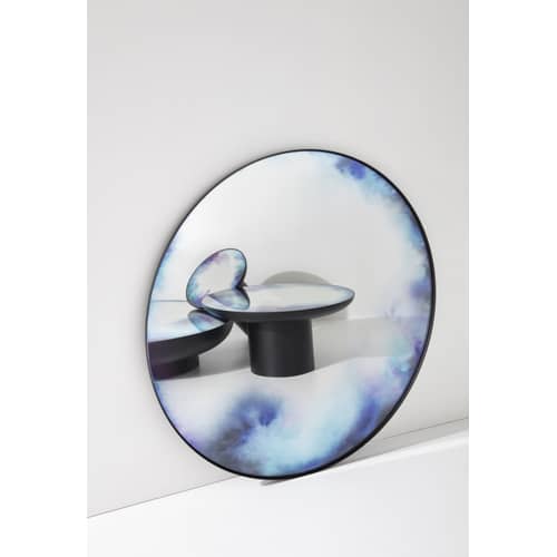 Table d\'appoint Francis métal verre noir miroir / Ø 40 x H 45 cm - Miroir - Petite Friture - Noir / Miroir coloré - Acier peint, Verre sécurit