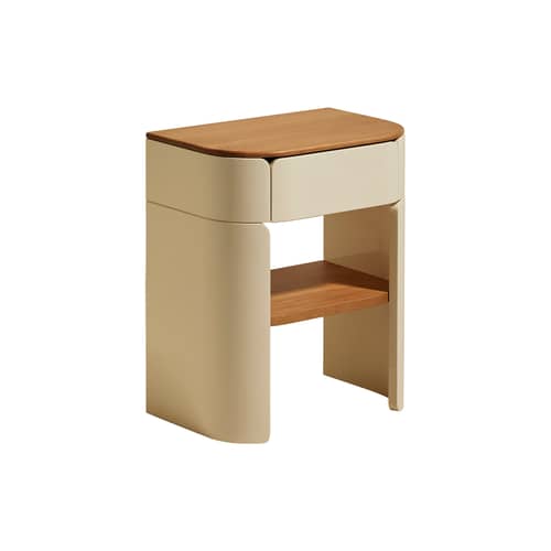 Table de chevet Equilibre bois beige / Tiroir - Maison Sarah Lavoine - Ecru / Chêne naturel - Chêne, MDF laqué