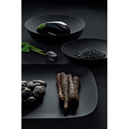 Tablett Moiré metall schwarz / Stahl - 45 x 34 cm - Alessi - Schwarz - Epoxidbeschichteter Stahl