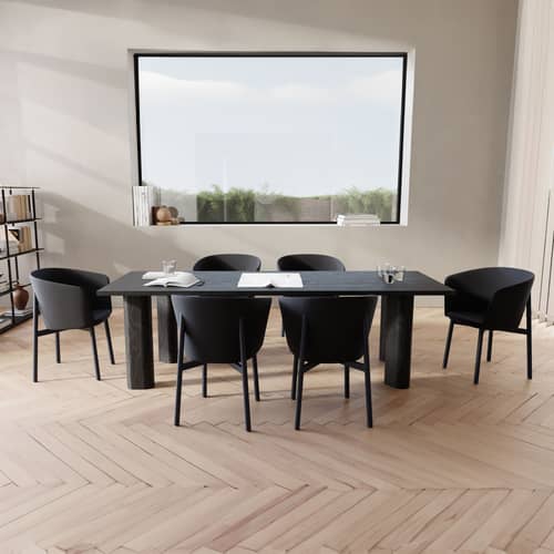 Tavolo rettangolare Galta Forte legno nero / 240 x 90 cm - KANN DESIGN - Quercia nera - Impiallacciatura rovere tinto, Massello di quercia colorato
