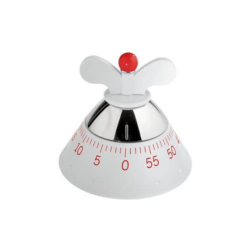Timer  metallo materiale plastico bianco - Alessi - Bianco - ABS, Acciaio inossidabile