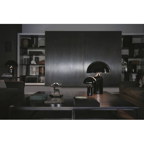 Tischleuchte Atollo Medium metall schwarz Métal / H 50 cm / Vico Magistretti, 1977 - O luce - Schwarz - klarlackbeschichtetes Aluminium