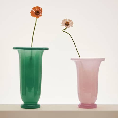 Vase Empire Large verre vert / Ø 16 x H 25 cm - Hay - Vert / Bord vert foncé - Verre