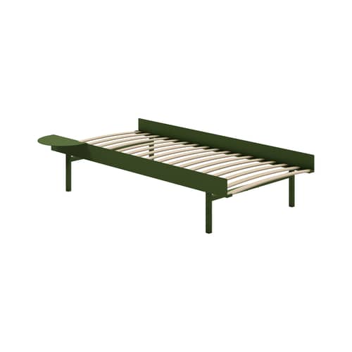 Lit enfant évolutif  avec table de nuit / Pour matelas 90 x 180 à 210 cm - MOEBE - Vert pin - Acier