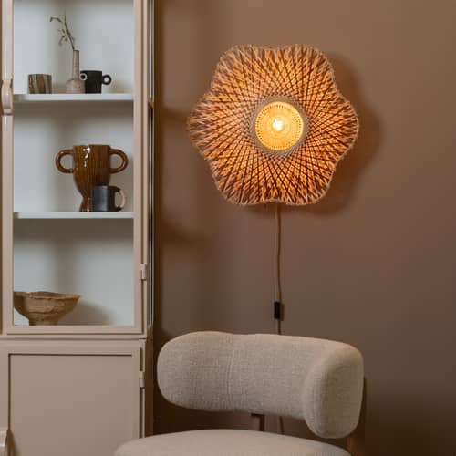 Applique avec prise Madura / Ø 60 cm - Bambou - GOOD&MOJO - / Ø 60 cm - Marron & naturel - Bambou, Fer