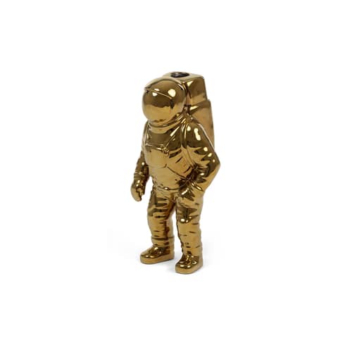 Cosmic Diner Starman Bud vase ceramic gold metal / H 28 cm - Seletti - Gold - Painted porcelain