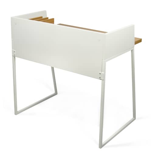Bureau Working blanc bois naturel - POP UP HOME - Blanc / Chêne - MDF peint, Métal laqué, Panneaux alvéolaires, Placage chêne