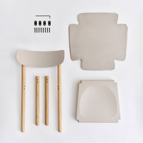 Chaise rembourrée Pack 11 / Dossier polypropylène - Hay - Tissu beige (Remix 126) / Dossier gris craie / Chêne - Chêne huilé, Polypropylène recyclé, Tissu