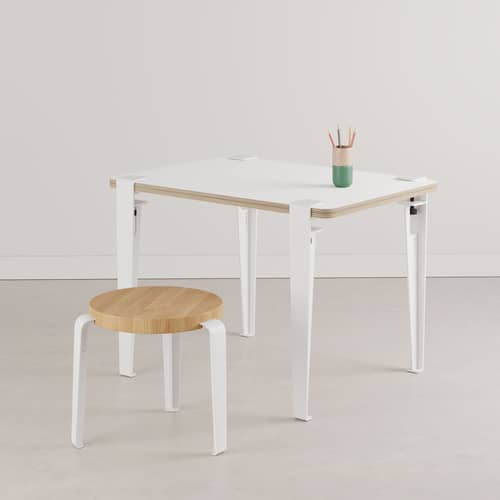 Vice Versa Children\'s desk wood white / 70 x 50 cm - Reversible Slate grey / Stratified - TIPTOE - Slate grey & Stratified white / Cream white - Powder coated steel, Slate, Stratified