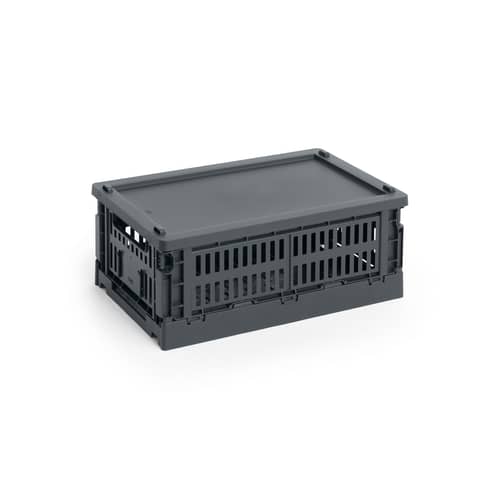 Couvercle  plastique gris / Pour panier Colour Crate Small 17,5 x 27 cm - Hay - Charbon - Polypropylène recyclé