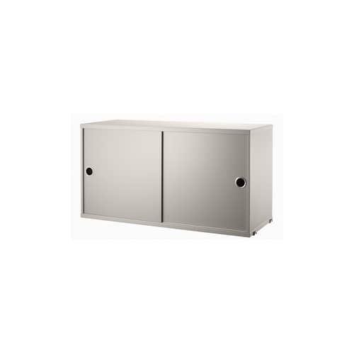  Crate wood beige / 2 sliding doors - W 78 x D 30 x H 42 cm - String Furniture - Beige - Lacquered MDF, Stainless steel