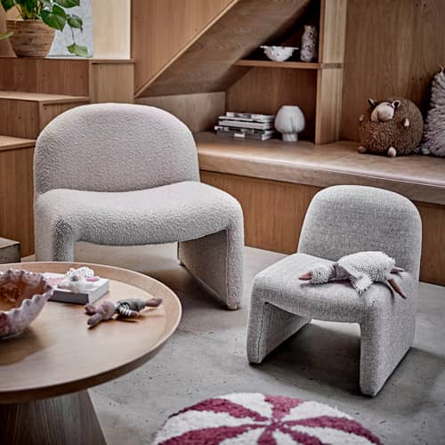 Fauteuil enfant Neel tissu gris - Bloomingville - Gris - Contreplaqué, Mousse, Tissu