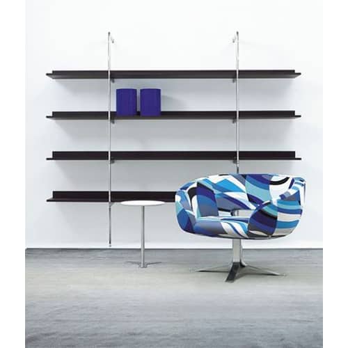 Fauteuil pivotant Rive droite tissu bleu / Patrcik Norguet, 2001 - Velours by Pucci - Cappellini - Bleu - Acier inoxydable, Mousse polyuréthane, Velours