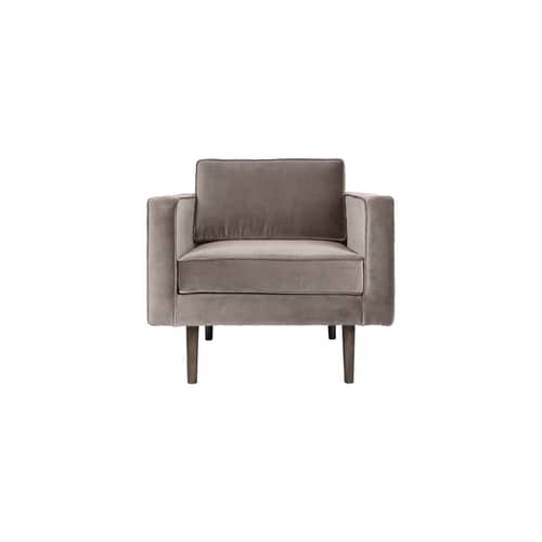 Fauteuil rembourré Wind tissu gris / Velours - BROSTE COPENHAGEN - Gris-rosé - Aggloméré, Chêne huilé teinté, Mousse, Velours polyester