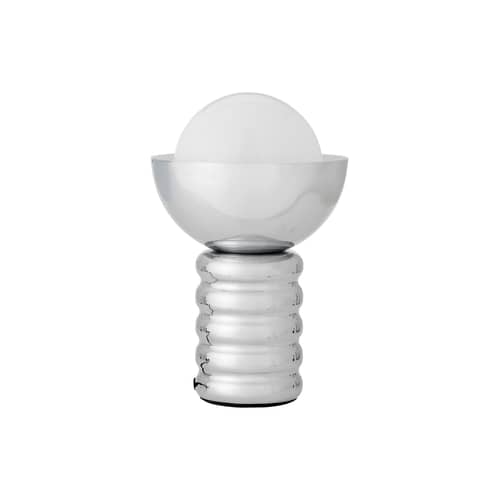 Lampada da tavolo Spike metallo argento / Ø 20 x H 32 cm - Bloomingville - Cromato / Bianco opalino - Ferro cromato, Vetro