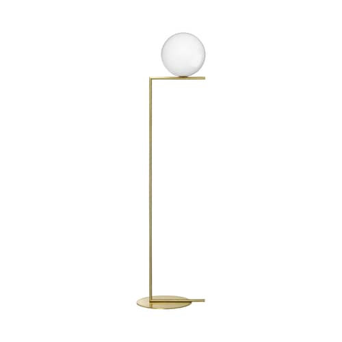 Lampadaire IC F2 verre métal / H 185,2 cm - Michael Anastassiades, 2014 - Flos - Laiton - Acier, Verre soufflé