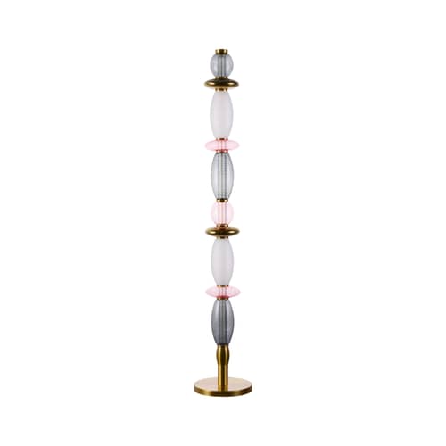 Lampadaire Léonor / Ø 15 x H 145 cm - ELEMENTS LIGHTING - Fumé / Rose / Or - Aluminium, Verre
