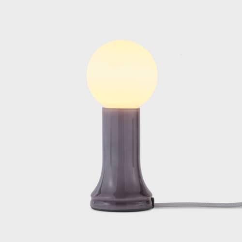 Lampe de table Shore verre gris - TALA - Gris - Porcelaine, Verre soufflé bouche