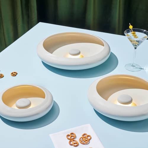 Set de 3 appliques d\'extérieur Oloha Trio / Lampe sans fil - Fatboy - Gris clair - ABS, Aluminium thermolaqué, Silicone