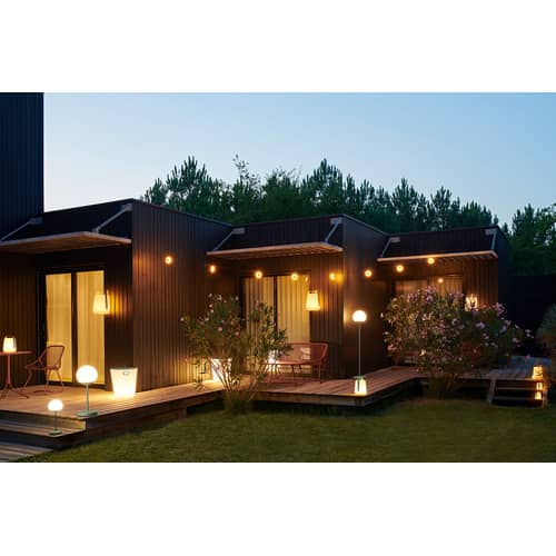 Mooon! LED Cordless outdoor floor lamp metal plastic material black / Plastic sphere - H 134 cm - Bluetooth - Fermob - Carbon - Aluminium, Polythene