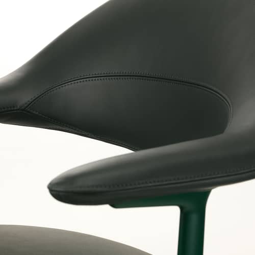 Poltrona girevole Mynt Soft pelle verde / Seduta e schienale imbottiti - Vitra - Verde scuro (pelle) / Base verde bottiglia - Alluminio, Espanso, Pelle