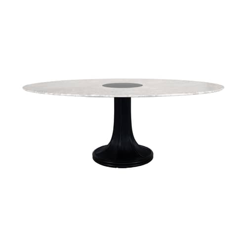 Riviera Oval table marble white / 199 x 125 cm - Base, legs Rattan - Maison Sarah Lavoine - Base, legs Black / White marble - Marble, Rattan