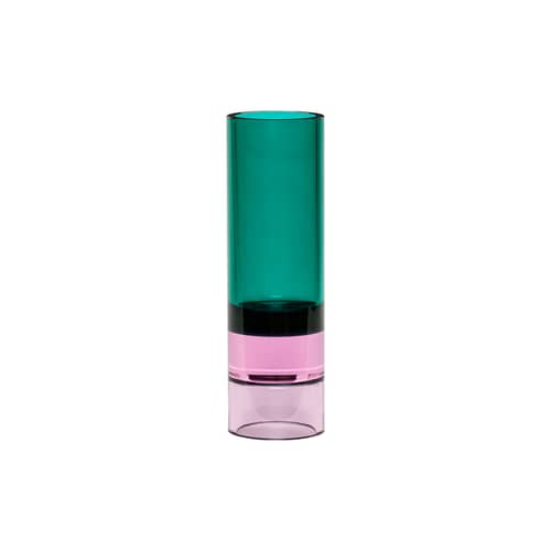 Photophore Astro / Vase - H 15 cm - HÜBSCH - Vert / Rose - Cristal