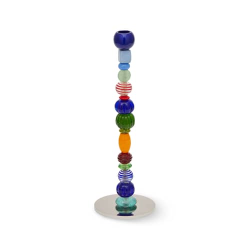 Portacandela Perles vetro multicolore / Piccolo - H 34 cm - Pols Potten - Multicolore - Acciaio inossidabile, Vetro riciclato