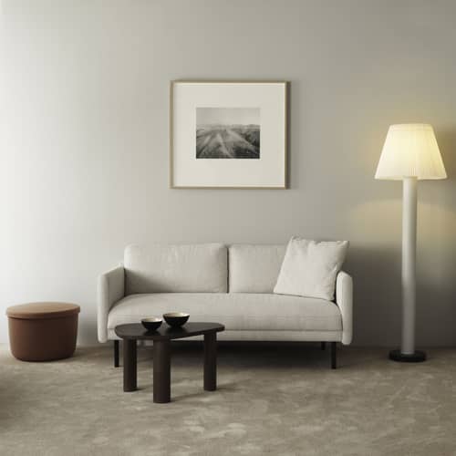 Divano destro Rar tessuto bianco / 2 posti - L 168,5 cm - Normann Copenhagen - Tessuto Bianco - Acciaio, Legno, Schiuma PU, Tessuto