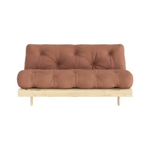 Divano convertibile Roots legno marrone / L 160 cm - 3 posizioni / Struttura in pino chiaro - KARUP - Marrone argilla 759 / Pino Chiaro - Espanso, Fibre riciclate miste, Pino massello certificato FSC, Tessuto