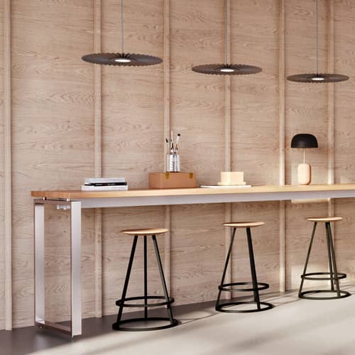 Suspension Carmen Small tissu gris / LED - Ø 50 cm - Hartô - Gris ardoise - Métal peint, Textile contrecollé sur PET