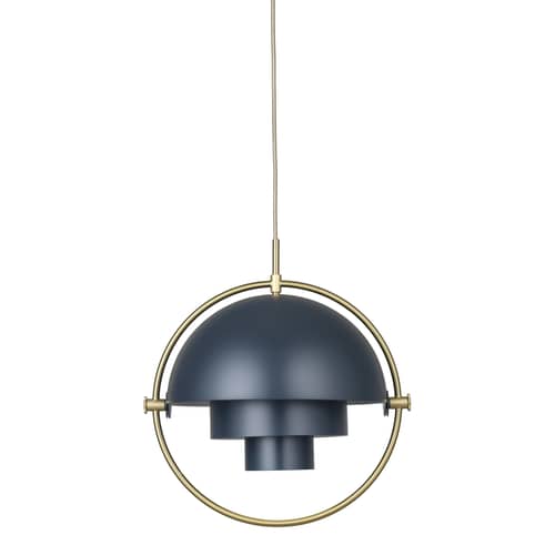 Suspension Multi-Lite Large métal bleu / Ø 36 cm - Modulable & orientable / Réédition 1972 - Gubi - Bleu nuit / Cercle laiton - Métal