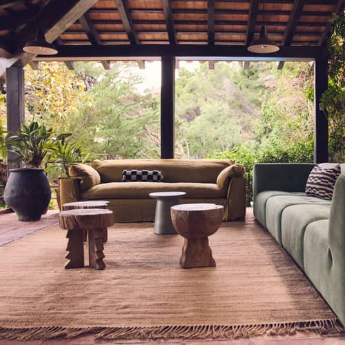 Table d\'appoint Earthenware Medium céramique vert / Ø 40 x H 43 cm - HK LIVING - Vert kaki - Grès émaillé