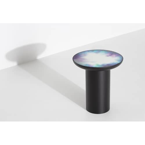 Table d\'appoint Francis métal verre noir miroir / Ø 40 x H 45 cm - Miroir - Petite Friture - Noir / Miroir coloré - Acier peint, Verre sécurit