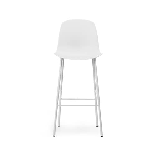 Tabouret de bar Form plastique blanc / H 75 cm - Normann Copenhagen - Blanc / Pied blanc - Acier laqué, Polypropylène