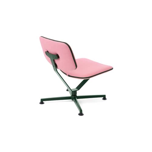 Fauteuil pivotant Arba / Tissu - Bouroullec, 2024 - raawii - Rose (Vidar 0622) / Base vert foncé - Acier, Aluminium, Contreplaqué, Mousse, Tissu Kvadrat